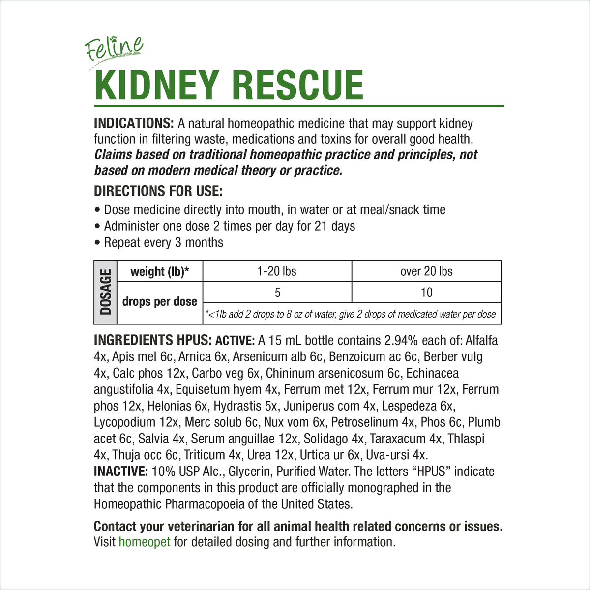 FELINE KIDNEY RESCUE – HomeoPet